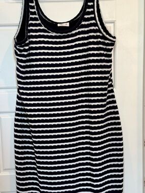 Striped Tank Dress in Navy Blue and White